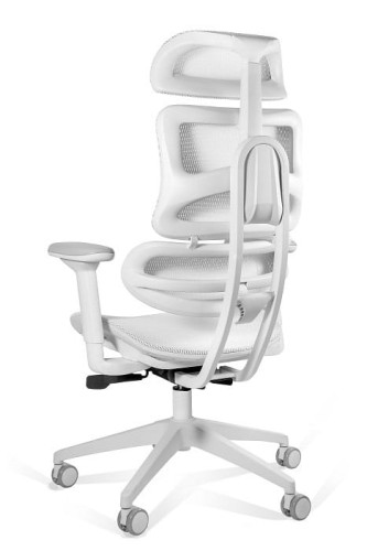 Fotel ergonomiczny z zagłówkiem biały Ergotech biała podstawa