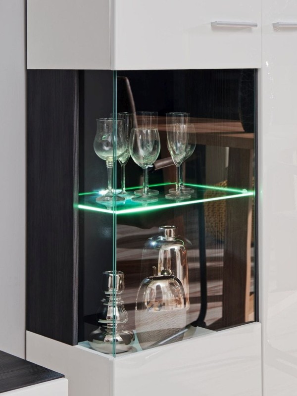 Meblościanka SOLIDO sosna norweska czarna/biały MDF połysk