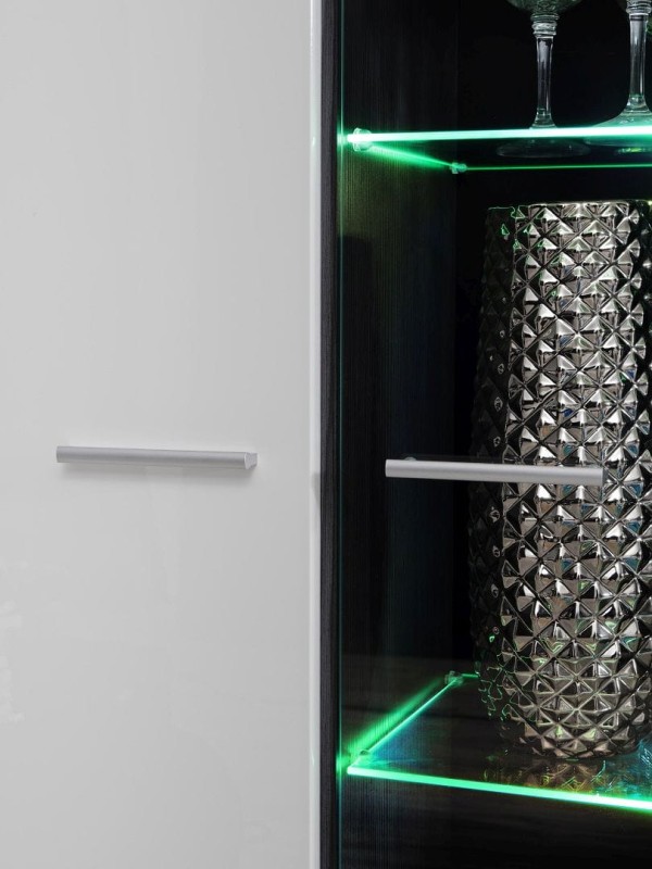 Meblościanka SOLIDO sosna norweska czarna/biały MDF połysk