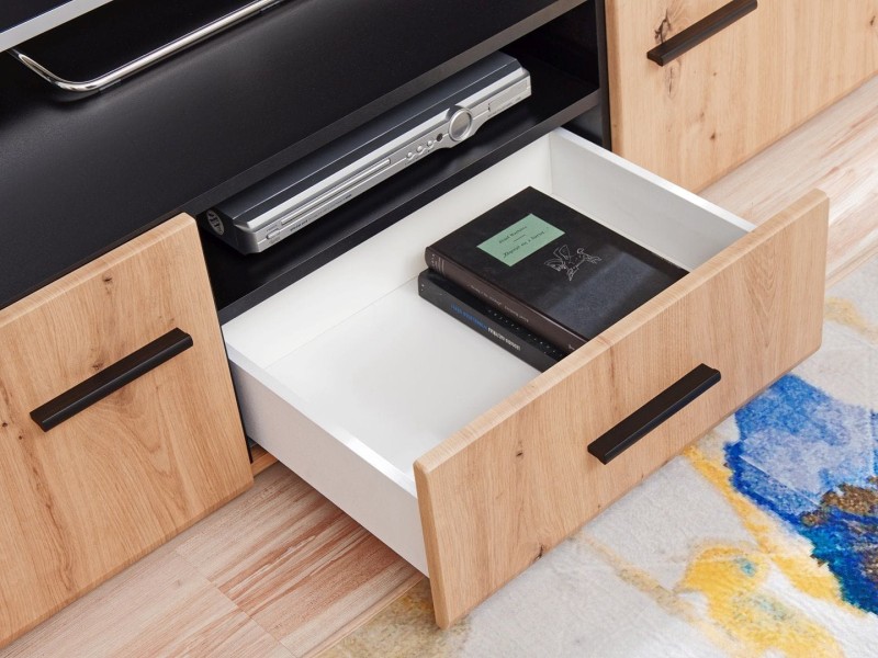 Meblościanka SOLIDO dąb artisan/czarny mat