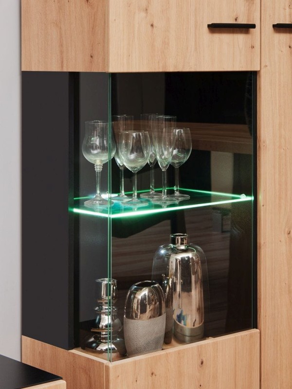 Meblościanka SOLIDO dąb artisan/czarny mat