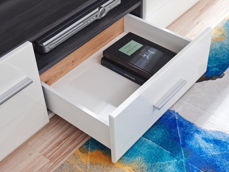 Meblościanka SOLIDO dąb artisan/czarny mat