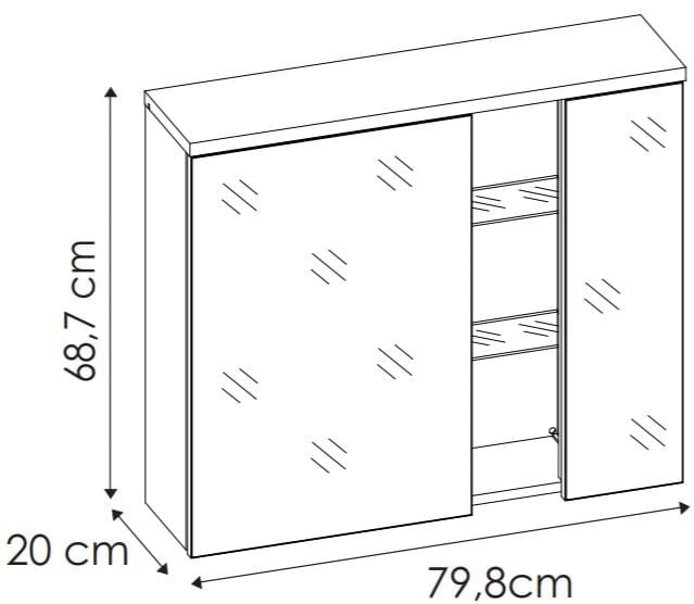 Szafka z lustrem BAHAMA WHITE 841