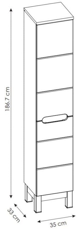 Szafka łazienkowa wysoka z koszem BALI BIAŁY 804