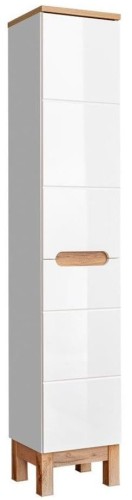 Szafka łazienkowa wysoka z koszem BALI BIAŁY 804