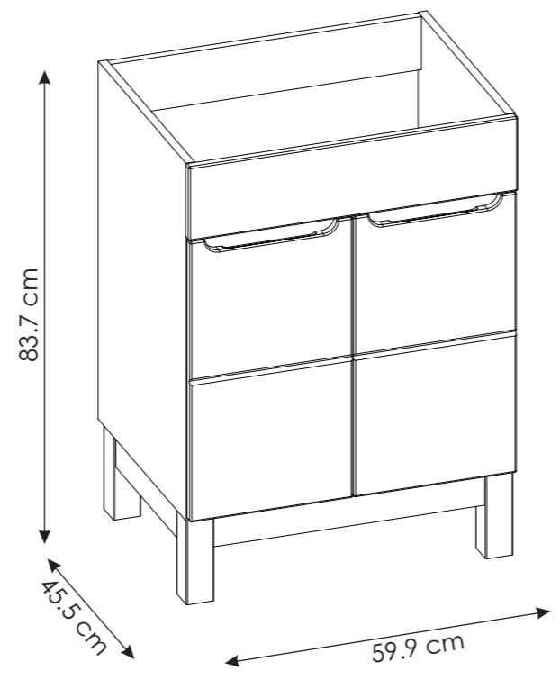 Szafka pod umywalkę 60 cm BALI GRAFIT 820-60D/9060