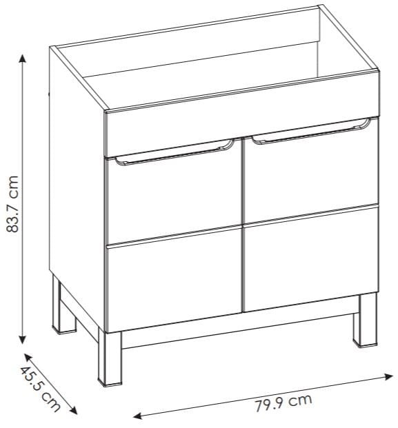 Szafka pod umywalkę 80 cm BALI GRAFIT 821- 80D/9080