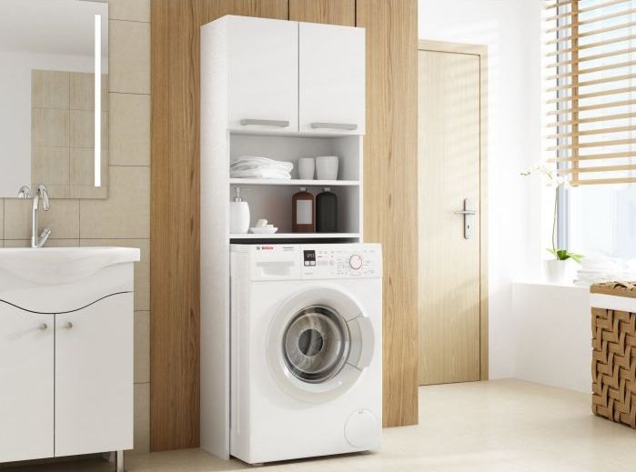 Szafka łazienkowa nad pralkę Basu Biała