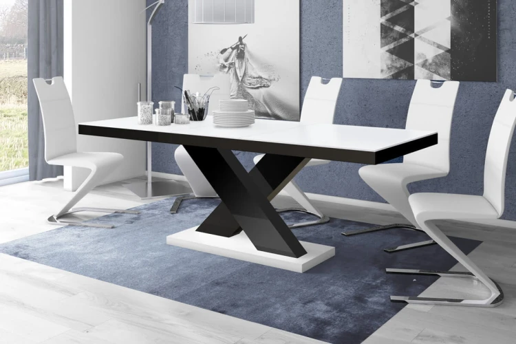 Stół rozkładany XENON 160-208 cm Biało-czarny mat