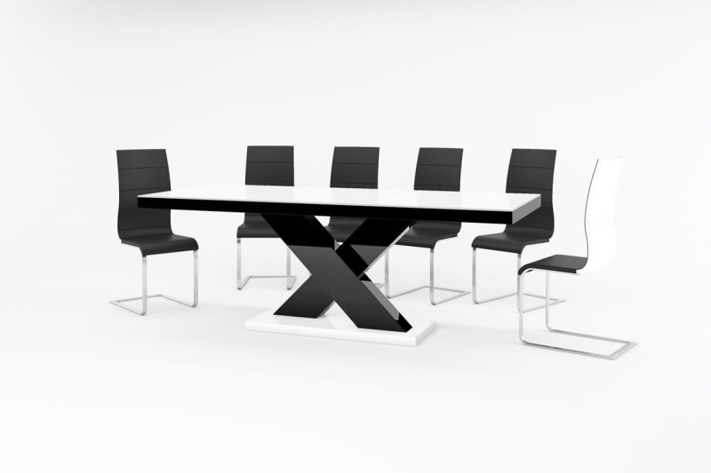 Stół rozkładany XENON 160-208 cm Biało-czarny mat