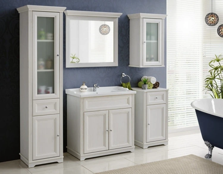 Lustro łazienkowa w ramie PALACE WHITE 841-80 CM