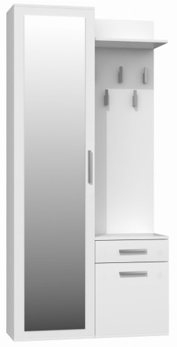 Garderoba szafa z lustrem + wieszak biały mat
