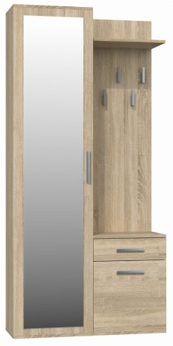 Garderoba szafa z lustrem + wieszak dąb sonoma