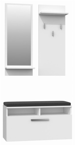 Garderoba Rio wieszak lustro szafka na buty biały mat