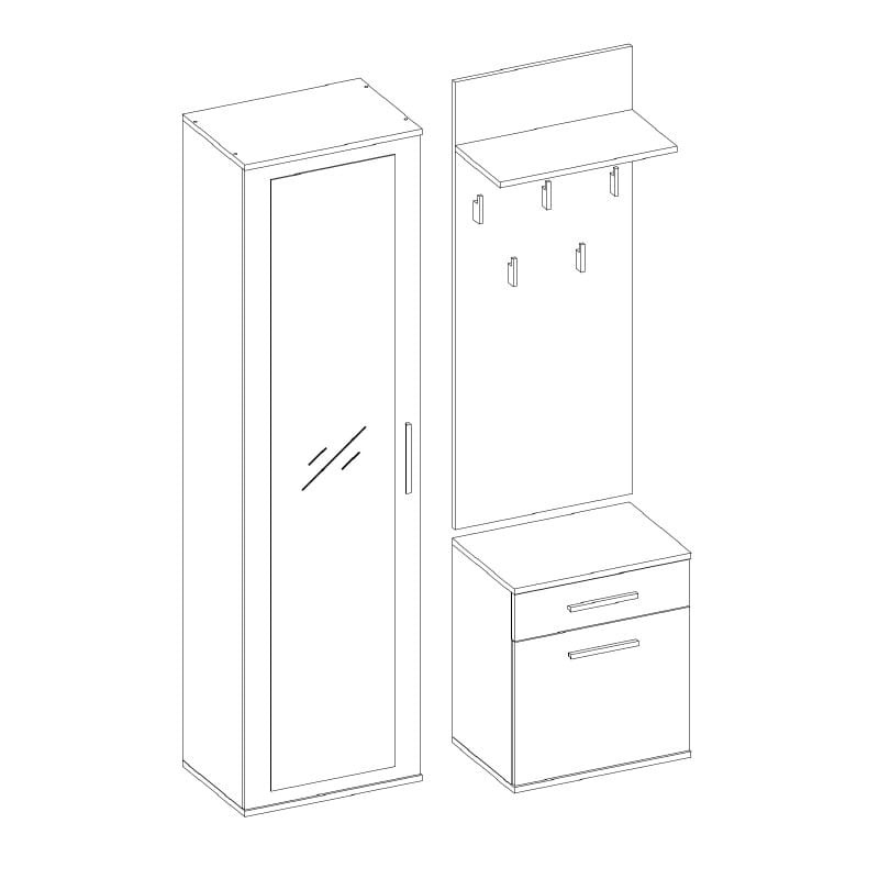 Garderoba szafa z lustrem + wieszak