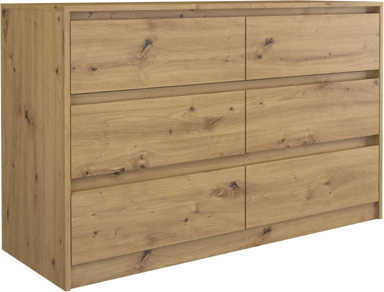 Komoda Karol 6 szuflad 120cm Dąb artisan