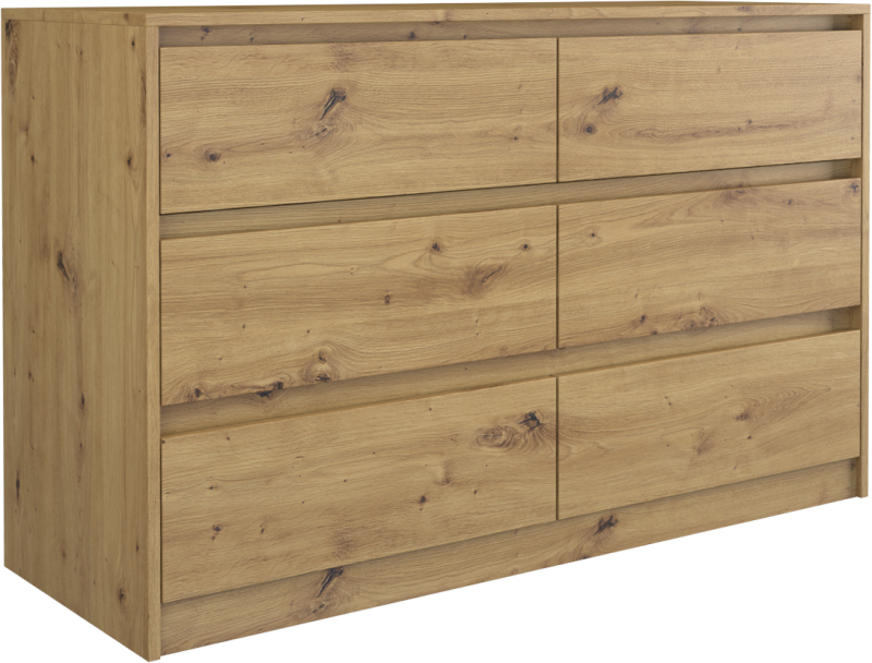 Komoda Karol 6 szuflad 120cm Dąb artisan