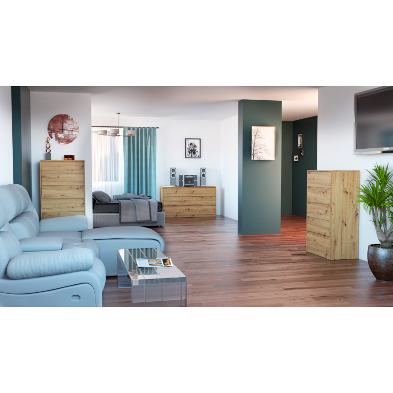 Komoda Karol 6 szuflad 120cm Dąb artisan