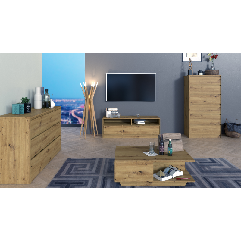 Komoda Karol 6 szuflad 120cm Dąb artisan