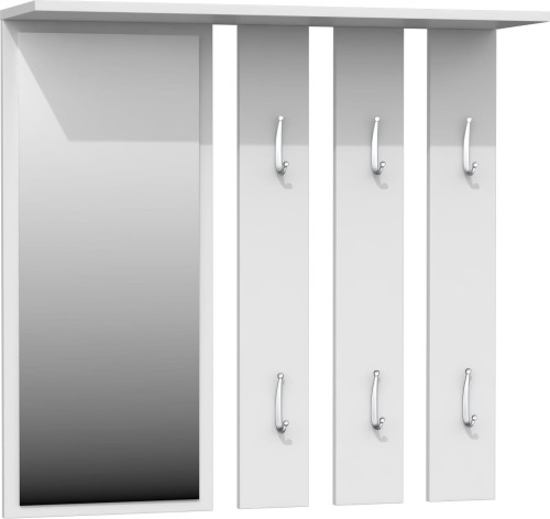 Wieszak z lustrem Lille Biały mat