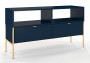 Granatowa szafka RTV na drewnianych nóżkach Polka Navy Blue