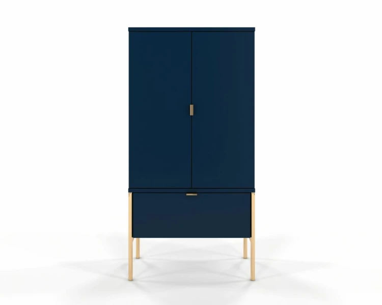 Granatowa wysoka komoda na metalowych nóżkach Polka Navy Blue