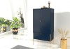 Granatowa wysoka komoda na metalowych nóżkach Polka Navy Blue