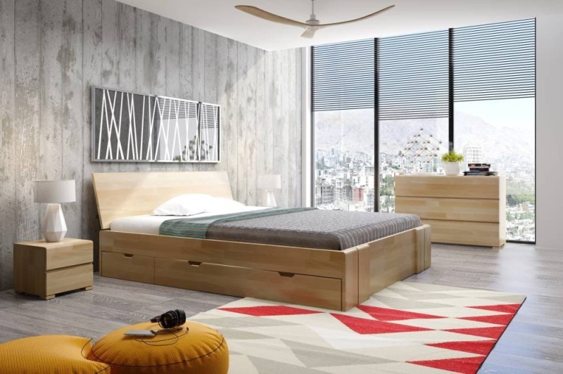 Łóżko drewniane bukowe z szufladami VESTRE Maxi & DR 180x200