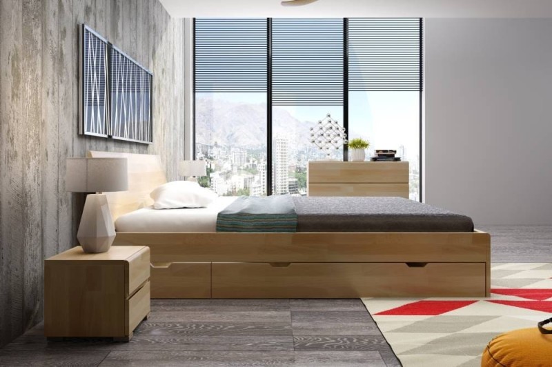 Łóżko drewniane bukowe z szufladami VESTRE Maxi & DR 200x200