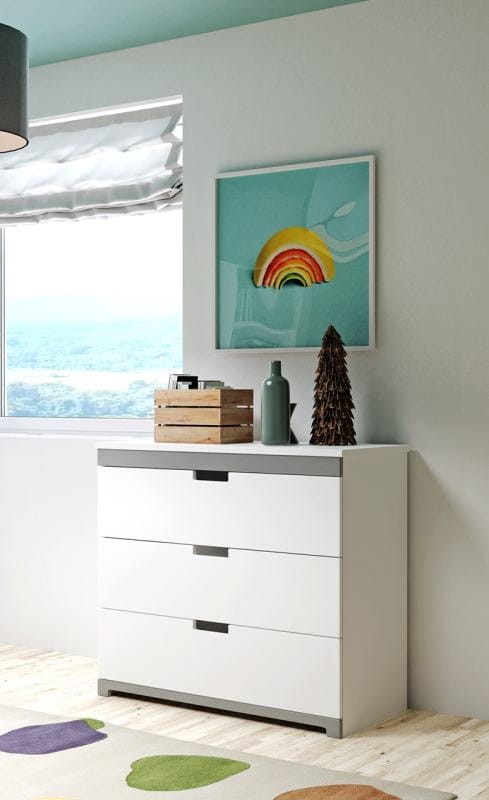 Komoda biała TOMI 3 szuflady