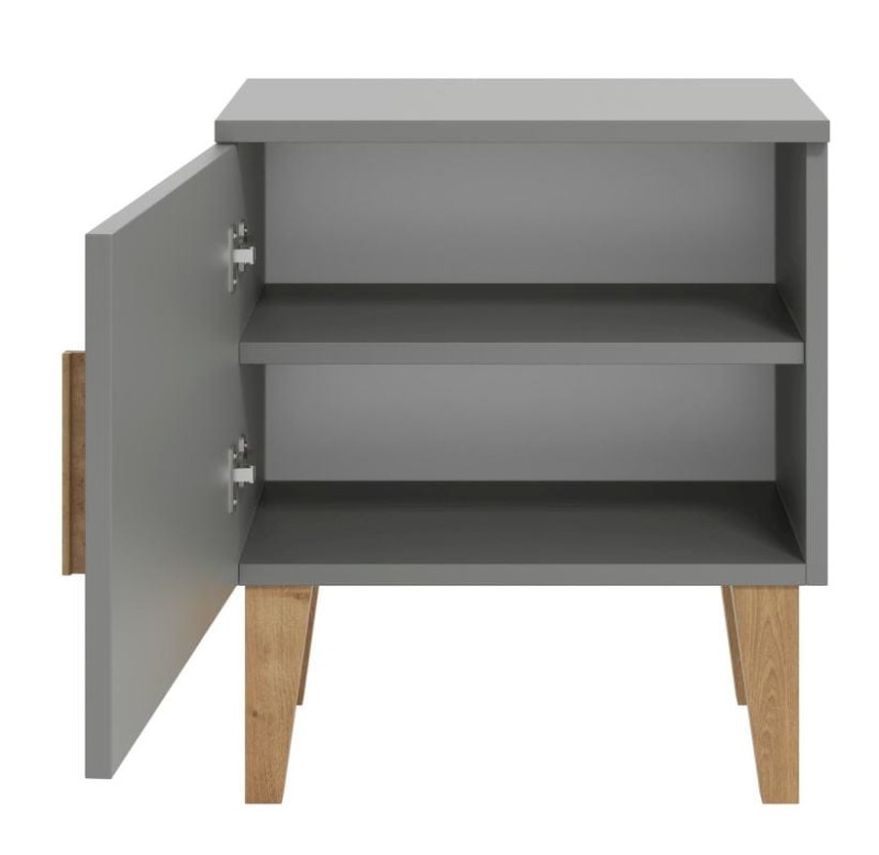 Szafka nocna z półką KUBI szara
