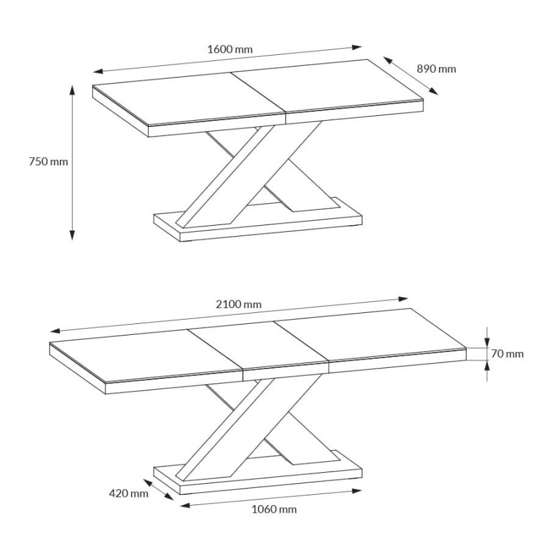 Stół rozkładany XENON 160-208 cm Czarno-biały mat