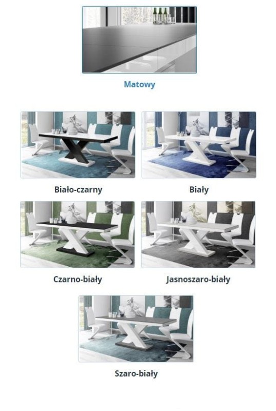 Stół rozkładany XENON 160-208 cm Czarno-biały mat