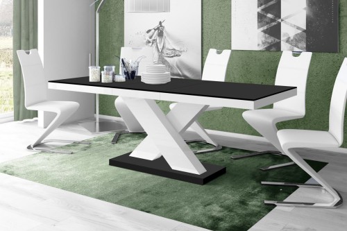 Stół rozkładany XENON 160-208 cm Czarno-biały mat