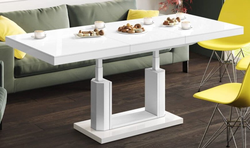 Ławostół podnoszony rozkładany QUADRO LUX Biały połysk