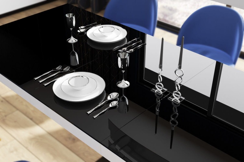 Stół rozkładany BELLA 160cm Czarno-biały połysk