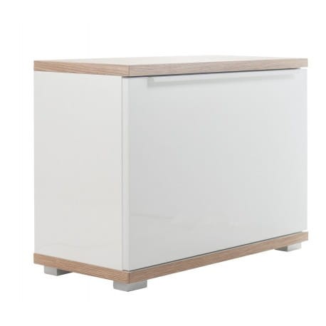 Bueno szafka na obuwie z siedziskiem biały połysk/dąb naturalny