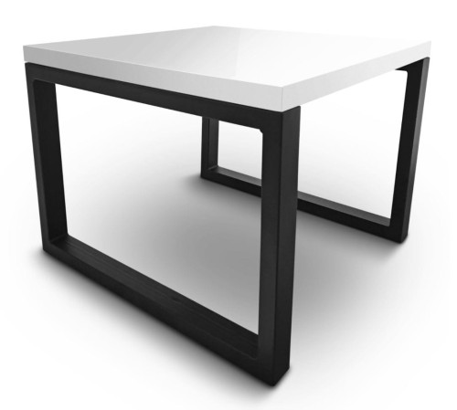 Stolik kawowy na metalowych nogach Martin biały połysk