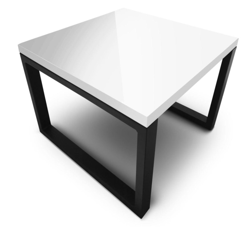 Stolik kawowy na metalowych nogach Martin biały połysk