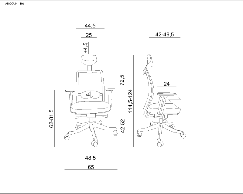 Fotel biurowy siatkowy Anggun czarny