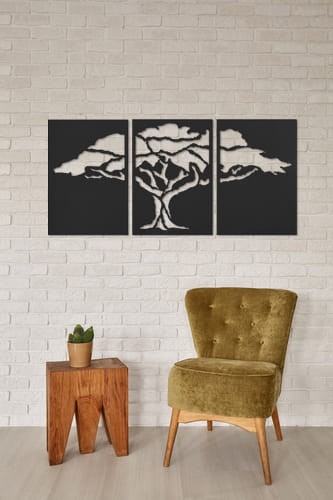 Metalowa dekoracja ścienna Drzewo negatyw duże