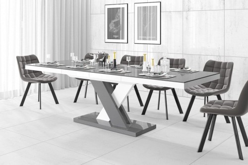 Stół rozkładany XENON LUX 160-256 cm szaro-biały mix