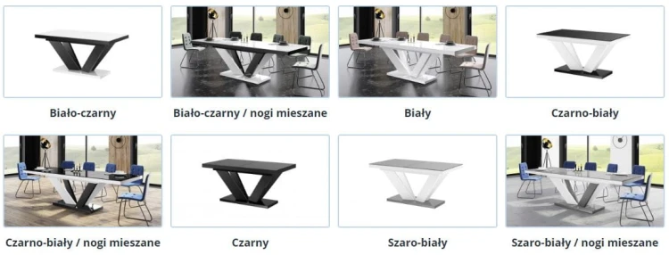 Stół rozkładany VIVA 2 szaro-biały mix połysk