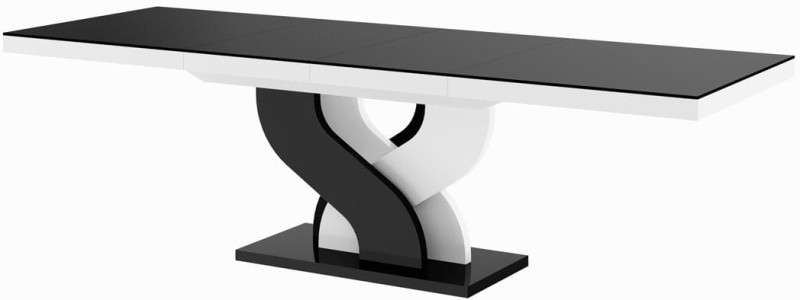 Stół rozkładany BELLA 160-256 cm Czarno-biały połysk