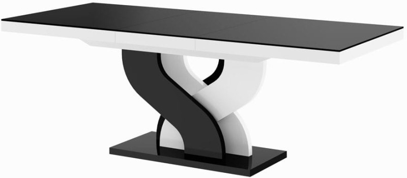 Stół rozkładany BELLA 160-256 cm Czarno-biały połysk