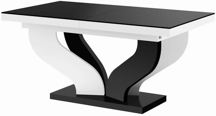 Stół rozkładany VIVA 160-256cm Czarno-biały połysk