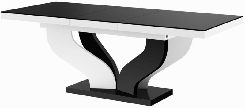 Stół rozkładany VIVA 160-256cm Czarno-biały połysk