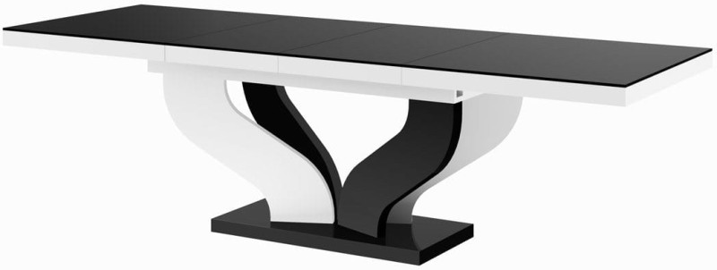 Stół rozkładany VIVA 160-256cm Czarno-biały połysk