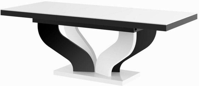 Stół rozkładany VIVA 160-256cm Biało-czarny połysk