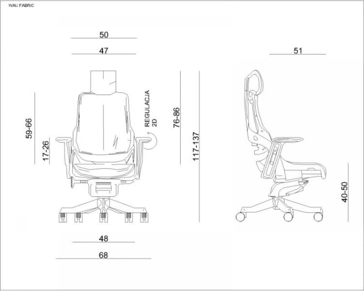 Fotel gabinetowy ergonomiczny WAU czarny BL417 SLATEGREY